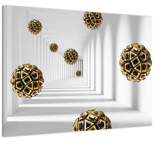 Abstraktní obraz fotbalových míčů (70x50 cm)