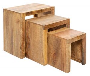 3SET odkládací stolek MAKASSAR 45 CM masiv mango Nábytek | Doplňkový nábytek | Odkládací stolky