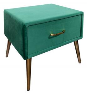 Noční stolek FAMOUS 42 CM smaragdově zelený samet skladem