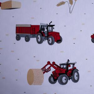 Jerry Fabrics Bavlněné napínací prostěradlo 90x200 + 25 cm - Traktor "Red"