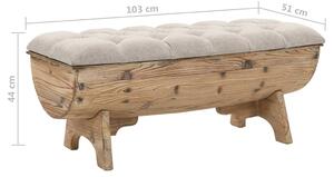Úložná lavice z masivního dřeva a tkaniny 103 x 51 x 44 cm