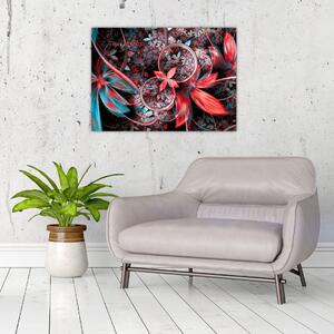 Abstraktní obraz exotických květů (70x50 cm)