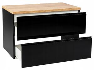 Závěsná koupelnová skříňka Deftrans Modus 80 cm černá / dub craft zlatý
