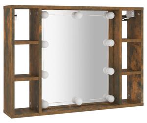 Zrcadlová skříňka s LED kouřový dub 76 x 15 x 55 cm