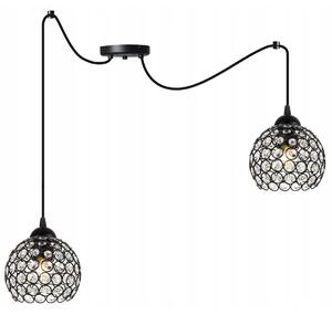 Závěsné svítidlo Crystal Spider, 2x černé křišťálové stínítko