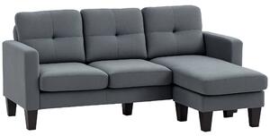 HOMCOM Rohová pohovka s odnímatelným chaise longue, L tvarovaná pohovka se sprężinovým jádrem, vysokohustotní pěnou, vzhled lnu pro obývací pokoj, lož