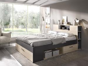 Manželská postel s úložným prostorem Lanka graphite