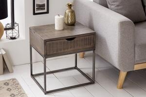 Noční/odkládací stolek IRON CRAFT 45 CM šedý masiv mango Nábytek | Doplňkový nábytek | Odkládací stolky
