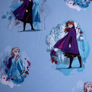 Jerry Fabrics Bavlněné napínací prostěradlo 90x200 + 25 cm - Frozen 2 "Blue Leaves"