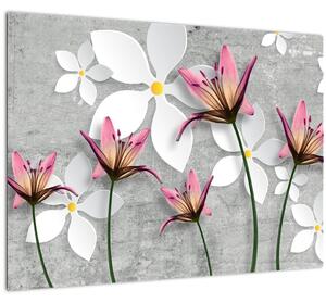Skleněný obraz květinové abstrakce (70x50 cm)