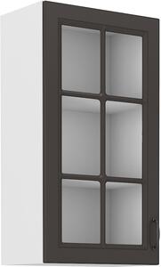 STL 40 cm skříňka horní jednodveřová se sklem STILO II (výška 90 cm) Barevné provedení STILO: Bílá / Jílově šedá