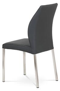 Jídelní židle HC-381 GREY koženka šedá, broušený nerez