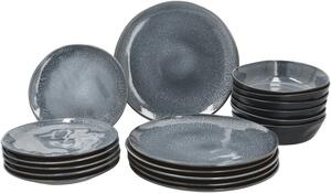 Silvercrest® Jídelní servis Black Print Organic, 18dílná sada (černá) (100413328001)