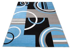 Chemex Kusový koberec Maya - geometrické tvary 2 - šedý/modrý Rozměr koberce: 80x150 cm