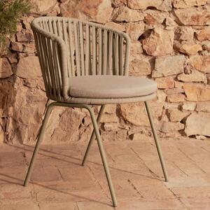 Béžová kovová zahradní židle Kave Home Saconca s výpletem