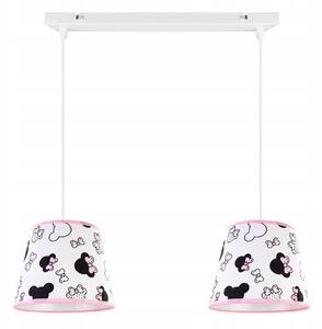 Dětské závěsné svítidlo Minnie, 2x textilní stínítko se vzorem, s