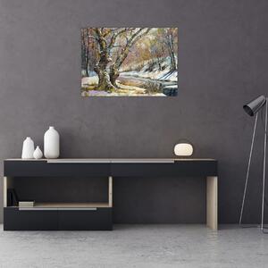 Obraz malované zimní krajiny (70x50 cm)