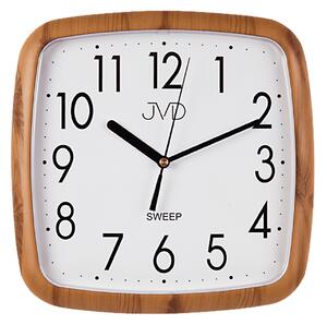 Hranaté nástěnné hodiny JVD quartz H615.4 imitace dřeva (sweep - plynulý chod - netikající hodiny)