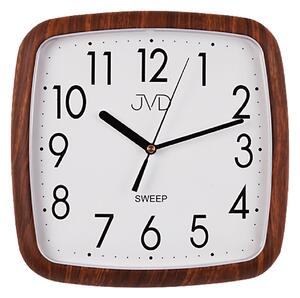 Hranaté nástěnné hodiny JVD quartz H615.6 imitace dřeva (sweep - plynulý chod - netikající hodiny)