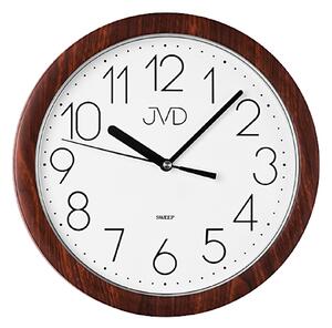 Nástěnné netikající tiché hodiny JVD quartz H612.20 imitace dřeva tmavé