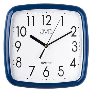 Modré hranaté nástěnné netikající hodiny JVD sweep HP615.12