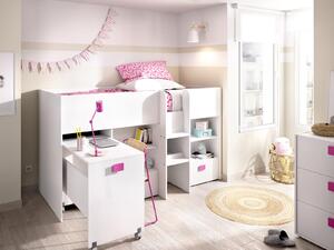 Aldo Multifunkční dětská postel Chic, white-pink