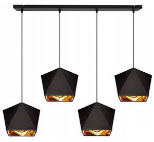 Závěsné svítidlo Diamond Gold, 4x černé/zlaté textilní stínítko
