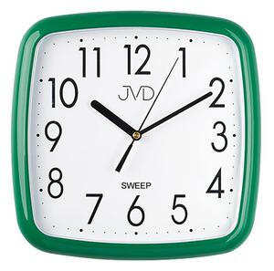 Zelené hranaté hodiny netikající tiché JVD sweep HP615.15