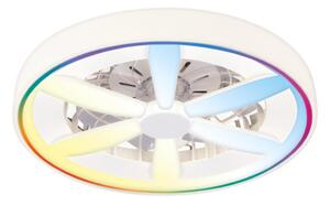 LED RGBW Stmívatelné stropní svítidlo s ventilátorem MALAWI LED/48W/230V bílá+DO