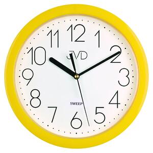 Moderní žluté dětské nástěnné netikající tiché hodiny JVD sweep HP612.12