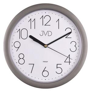 Stříbrné plastové nástěnné netikající tiché hodiny JVD sweep HP612.7