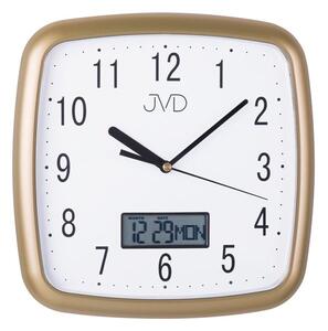 Plastové hodiny JVD DH615.3 - zlaté (s LCD kalendářem)