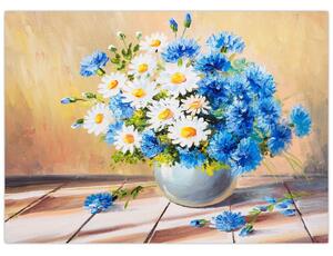 Malovaný obraz vázy květin (70x50 cm)