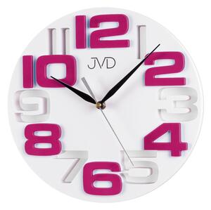Fialkovo bílé designové nástěnné hodiny JVD H107.7 NOVINKA ROKU