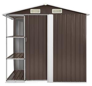 Zahradní domek s regálem hnědý 205 x 130 x 183 cm železo