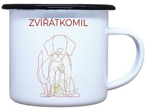 Smaltovaný hrnek plecháček s potiskem Zvířátkomil, 330 ml