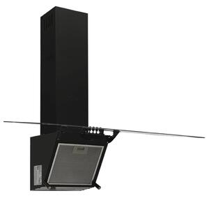 Nástěnná digestoř 90 cm ocel a tvrzené sklo černá