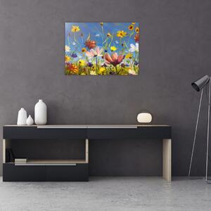 Malovaný obraz rozkvetlé louky (70x50 cm)