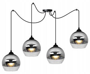 Závěsné svítidlo Bergen Spider, 4x chromové/transparentní skleněné stínítko (fi 15cm)