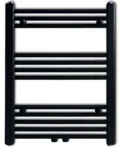 Černý žebříkový radiátor na ručníky rovný ústřední topení 600 x 764 mm