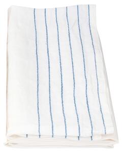 Lněný ručník Kaste, bílo-modrý, Rozměry 95x180 cm