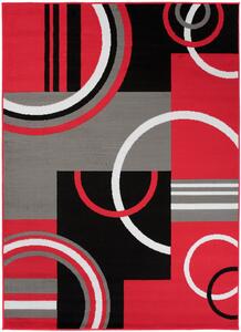 Chemex Kusový koberec Maya - geometrické tvary 2 - šedý/červený Rozměr koberce: 80x150 cm