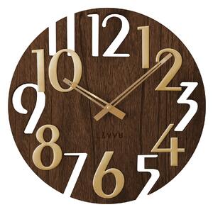 Stylové dřevěné moderní hodiny LAVVU STYLE Brown Wood LCT1011 (POŠTOVNÉ ZDARMA!! - hnědé)