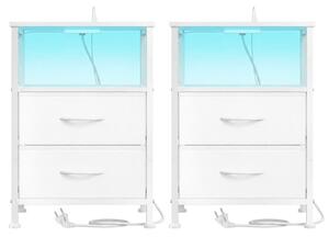 Sada 2 nočních stolků s LED osvětlením a nabíjecí stanicí LGSB35202W102