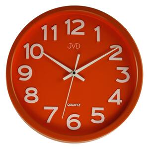 Plastové pastelové nástěnné tiché netikající dětské hodiny JVD HX2413.5 (červené pastelové nástěnné hodiny)