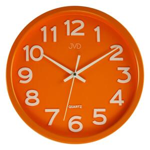 Plastové pastelové nástěnné tiché netikající dětské hodiny JVD HX2413.6 (oranžové pastelové dětské nástěnné hodiny)