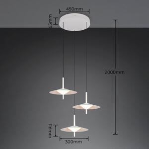 Trio Lighting LED závěsné světlo Amalo, matná bílá, Ø 67 cm, kov, 3 žárovky, stmívatelný, Bílá / opál, Obývací pokoj / jídelna, kov, Moderní