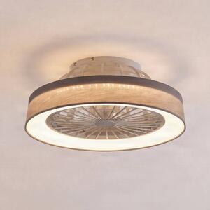 Lindby Stropní ventilátor Mace s LED osvětlením, šedý, Ø 47 cm, tichý,, stmívatelný, Hliník / šedá / zinek, Obývací pokoj / jídelna, Plast, Moderní