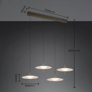Trio Lighting LED závěsné světlo Amalo v platinové barvě, délka 146 cm, 4 žárovky, stmívatelný, Hliník / šedá / zinek, Obývací pokoj / jídelna, kov, Moderní