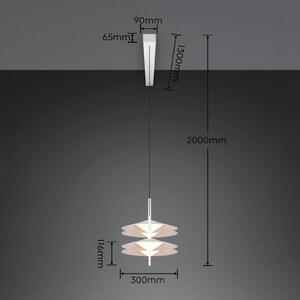 Trio Lighting LED závěsné světlo Amalo, matná bílá, délka 146 cm, 4 žárovky, stmívatelný, Bílá / opál, Obývací pokoj / jídelna, kov, Moderní